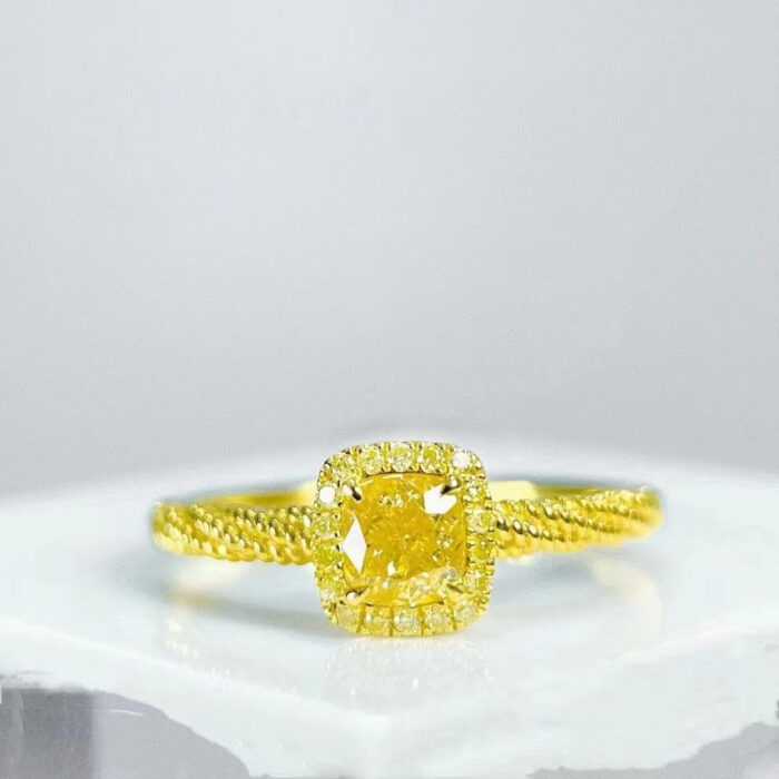 0.5CT Natural Fancy Yellow Diamond Ring