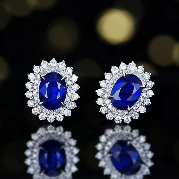 1.9ct Natural Blue Ceylon Sapphire Earrings