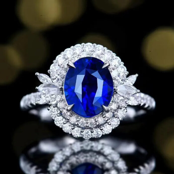 Ceylon Blue Sapphire Diamond Ring