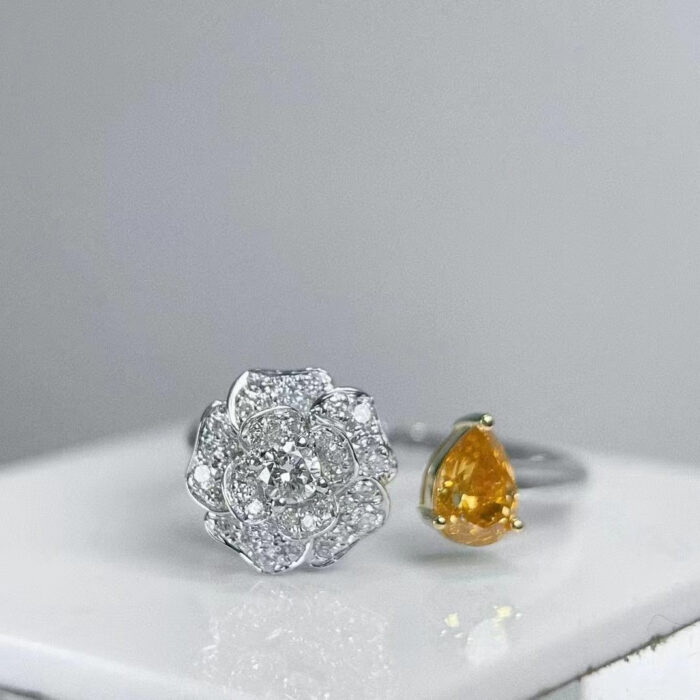 0.36CT Natural Fancy Orange Diamond Ring