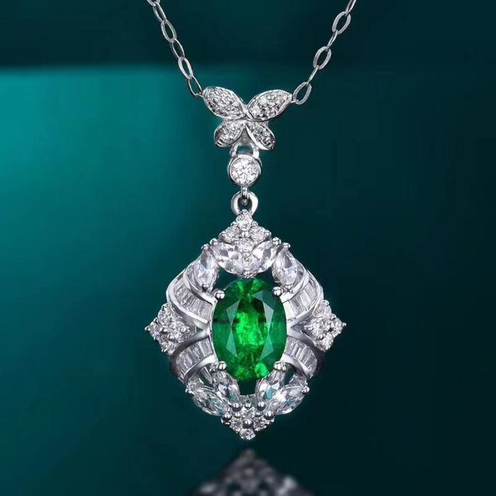 0.72CT Zambian Emerald Pendant Necklace