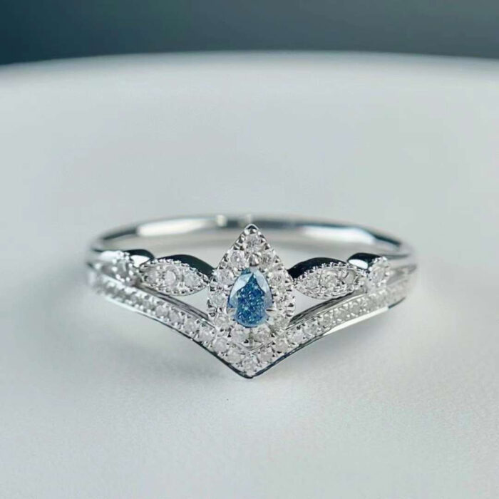 0.100ct Natural Fancy Blue Diamond Ring