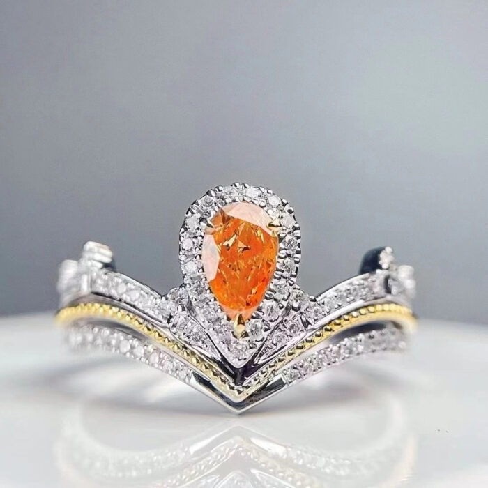 Natural Fancy Orange Diamond Ring