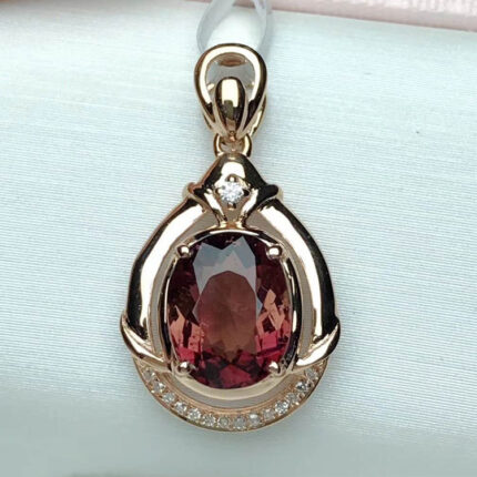 Natural Tourmaline Diamond Pendant