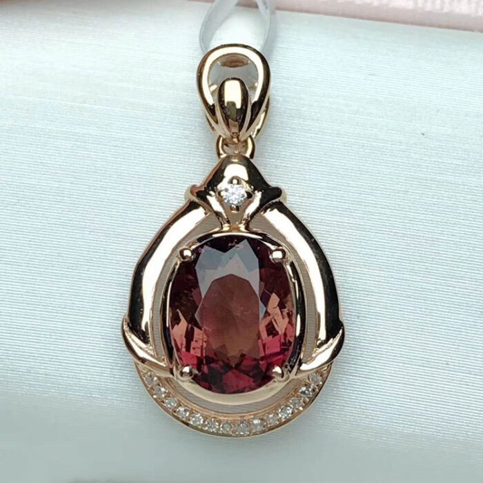 Natural Tourmaline Diamond Pendant