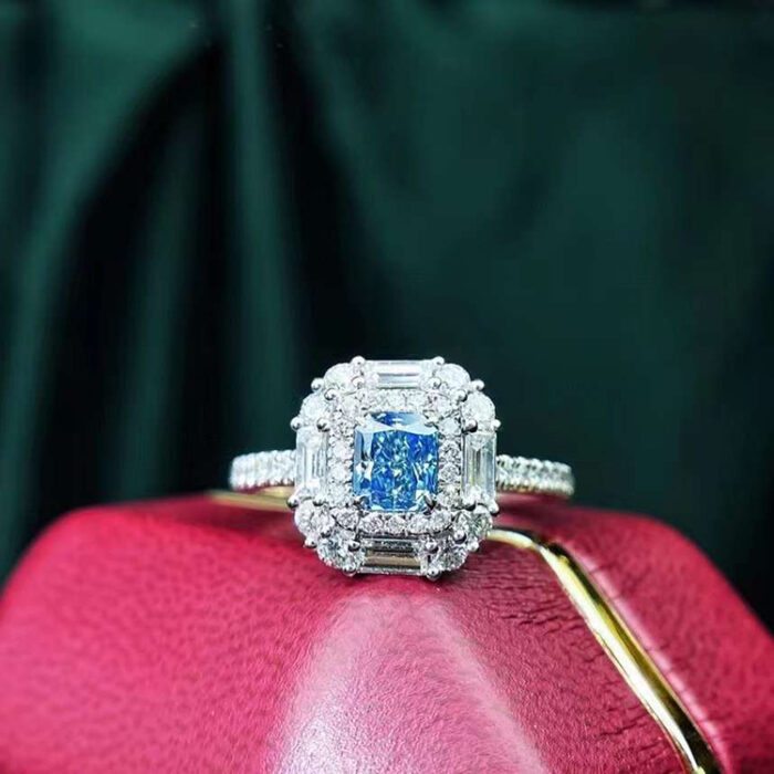 Natural Blue Diamond engagement Ring