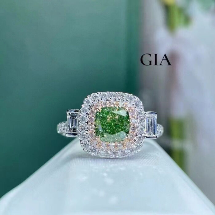 1.20CT Fancy green Diamond engagement Ring