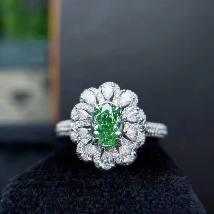 Natural Fancy Green Diamond Ring