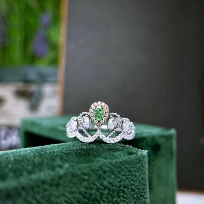 real natural Green Diamond Ring