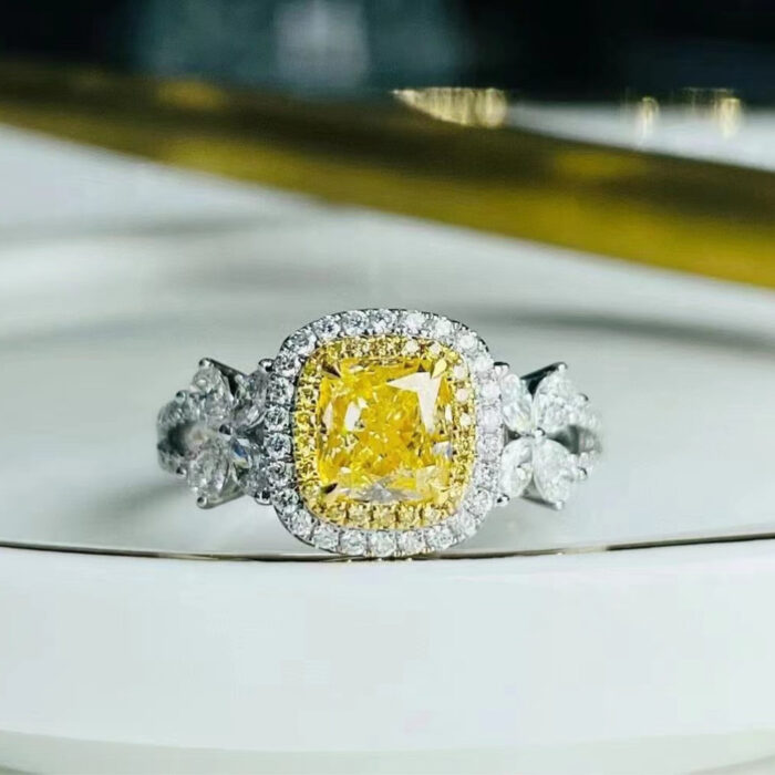 1CT Natural Fancy Yellow Diamond Ring