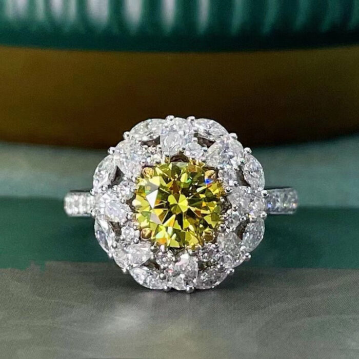 natural yellow diamond engagement ring