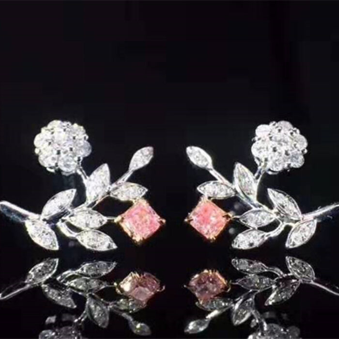 real Pink Diamond Stud Earring