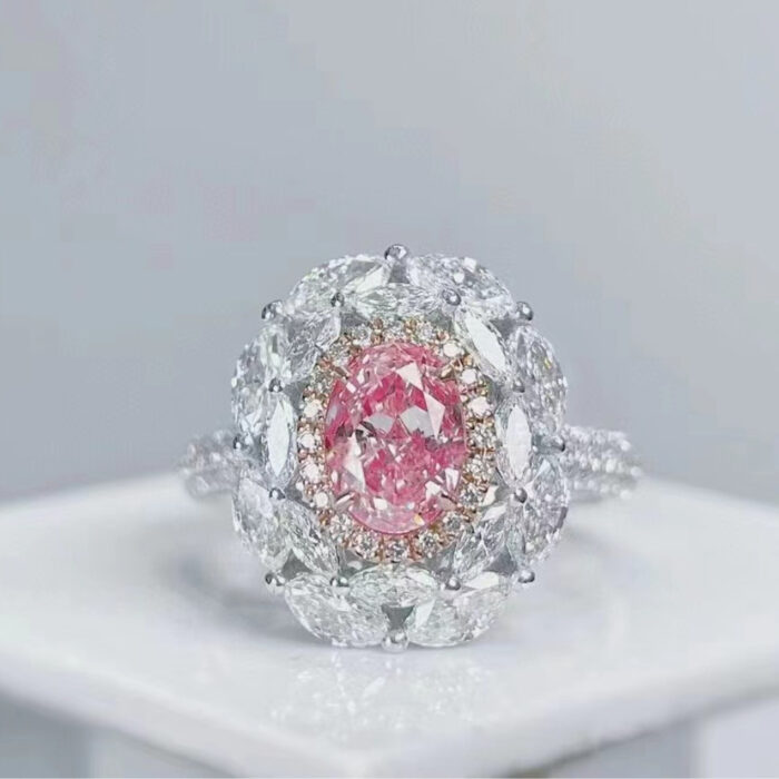 1CT Natural Fancy Pink Diamond Ring