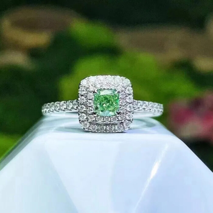 Natural Fancy Green Diamond Ring