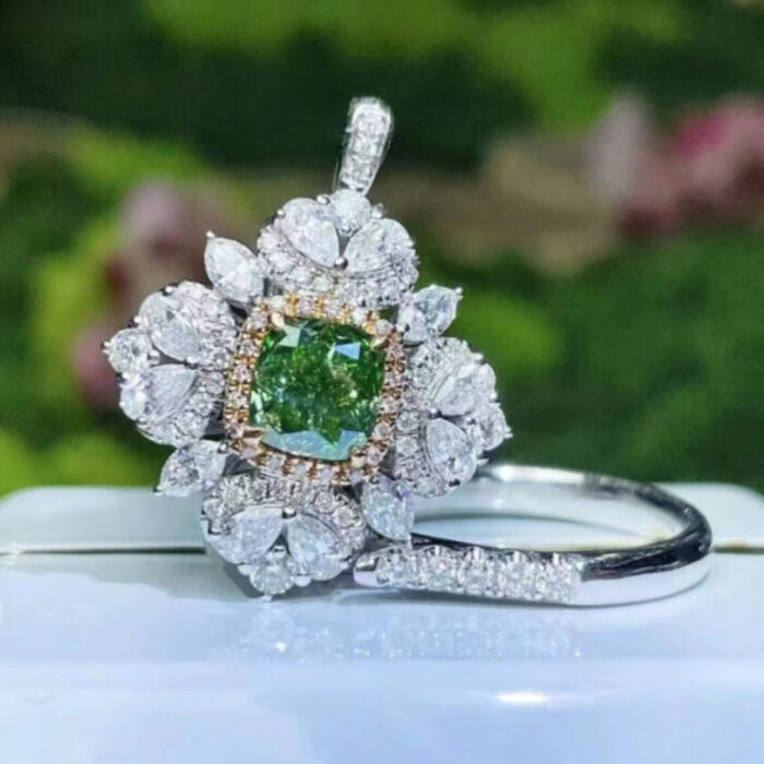 GIA Natural Fancy Green Diamond Ring