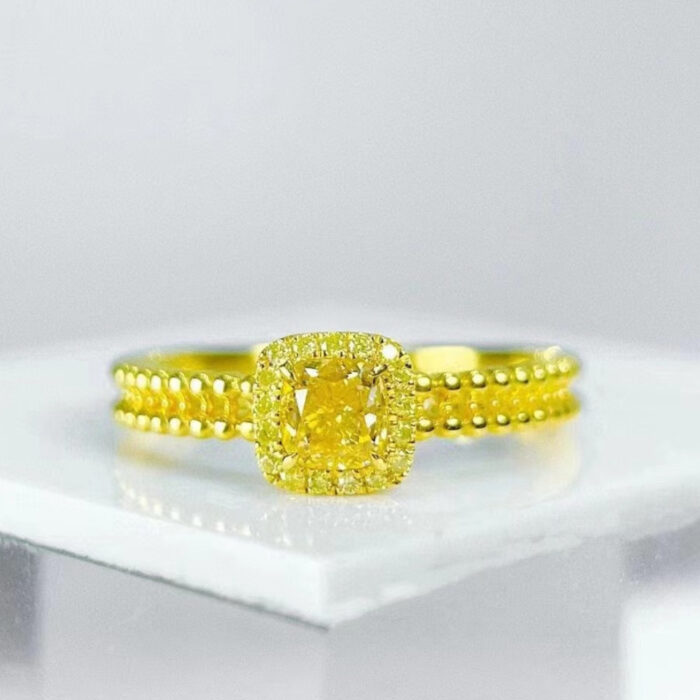 Natural Fancy Yellow Diamond engagement Ring