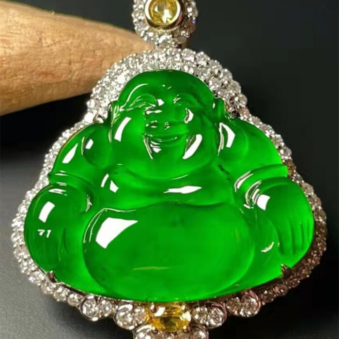 Natural imperial Jade diamond Buddha Pendant