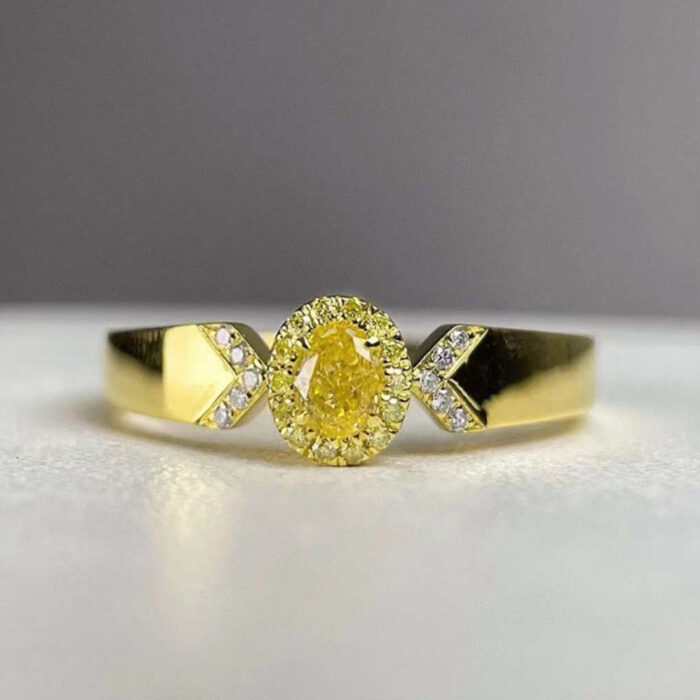 0.238CT Natural Yellow Diamond Ring