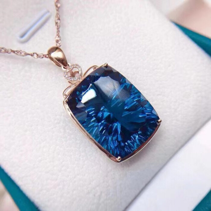 Natural London Blue Topaz Necklace