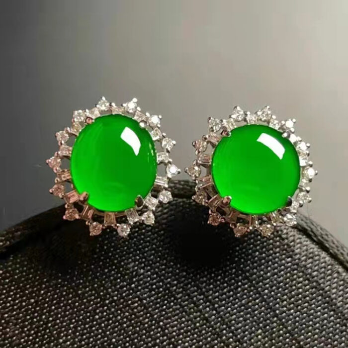 Natural Jade Diamond Earrings